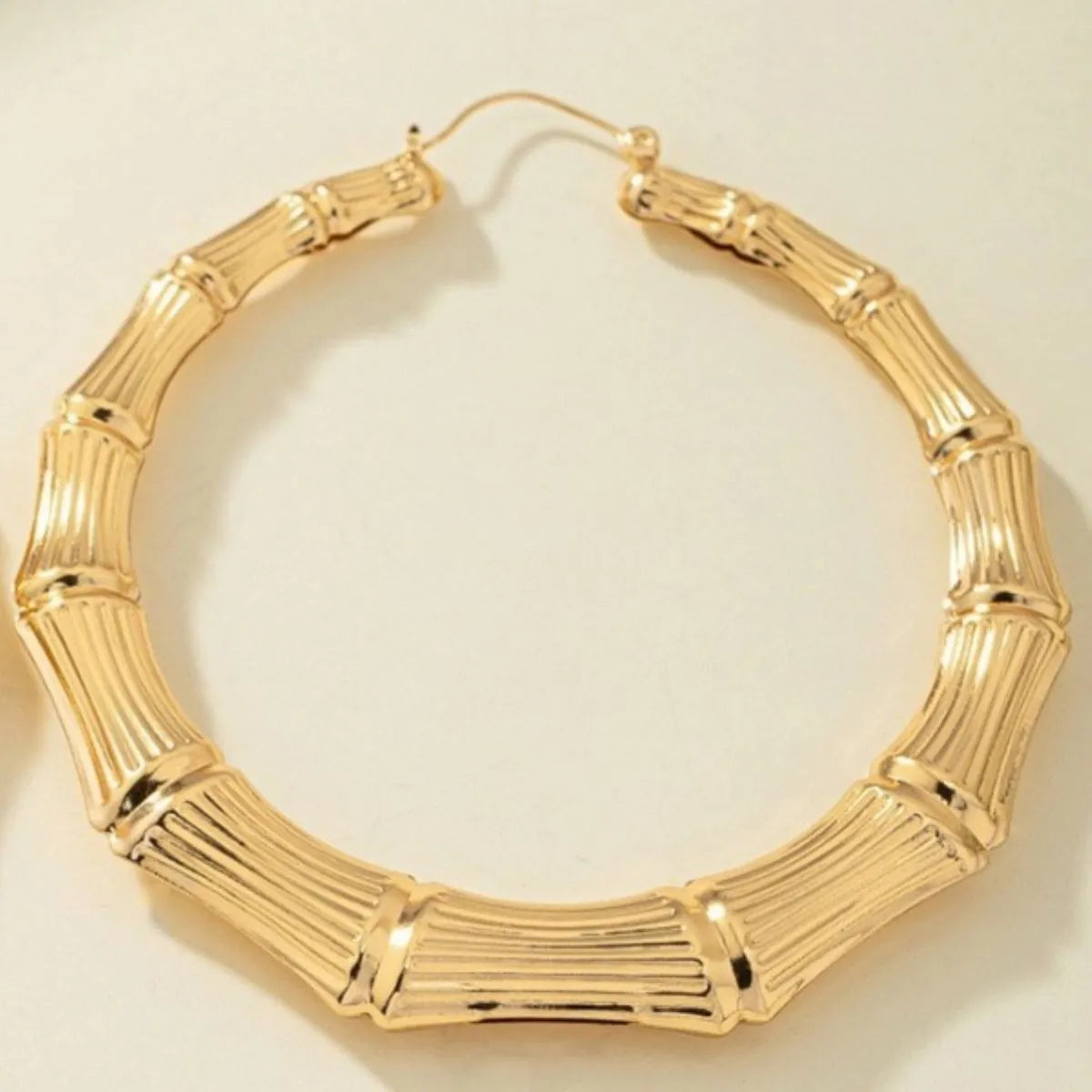 Fashorio Stainless Steel Textured Hoop Earrings