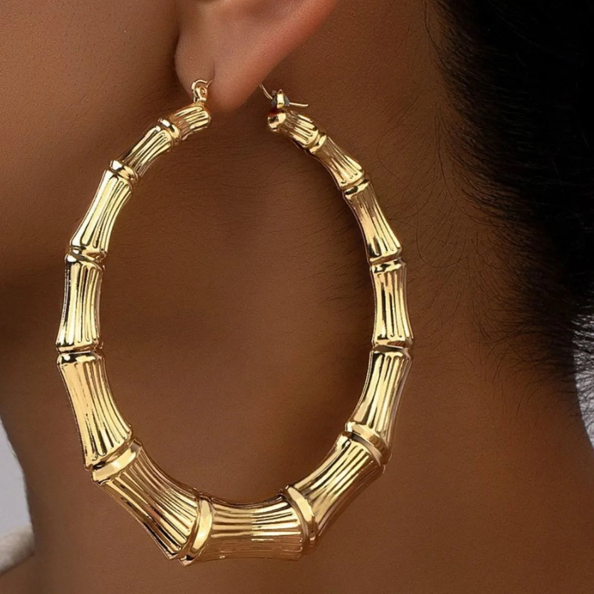 Fashorio Stainless Steel Textured Hoop Earrings
