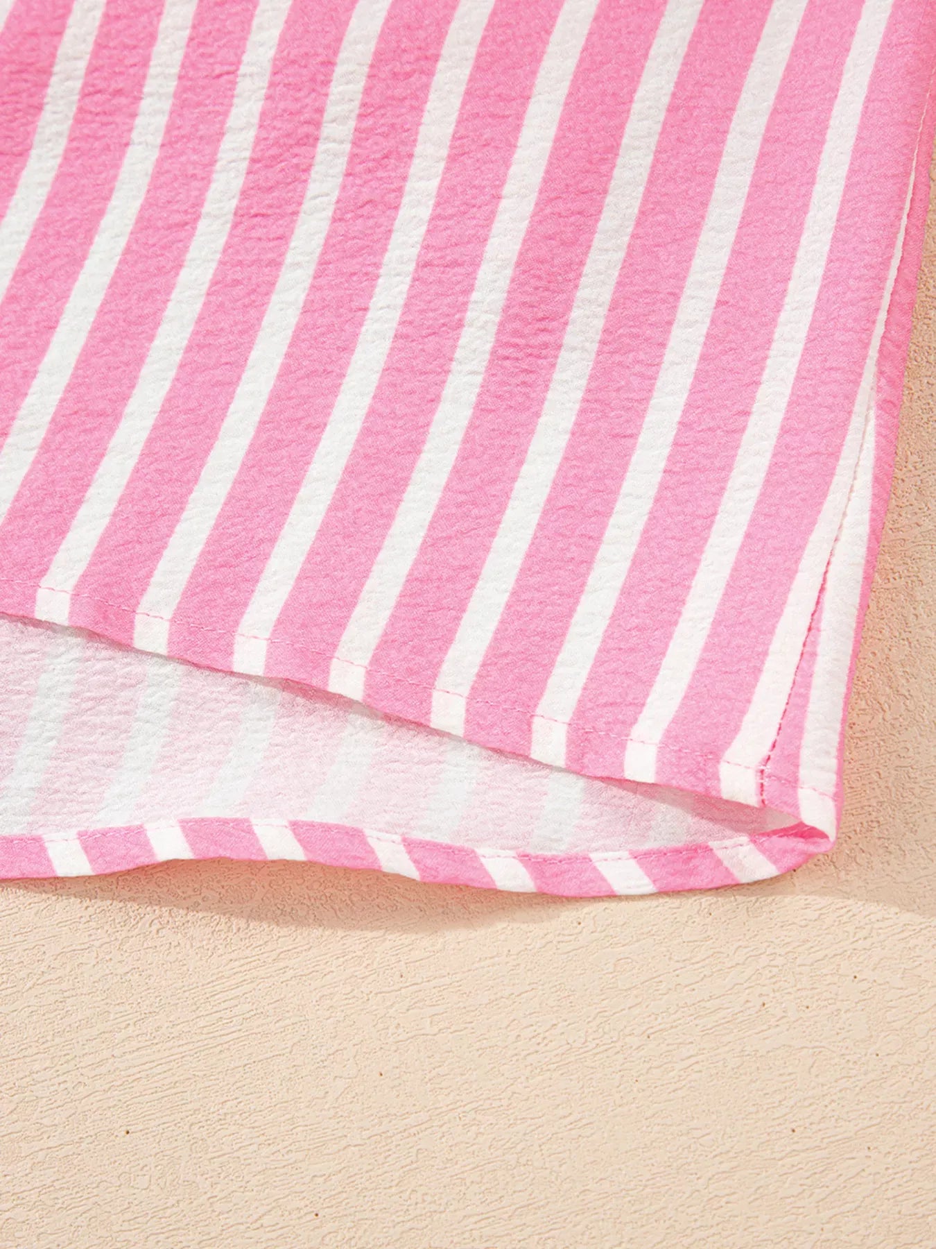 Fashorio Stripe Buttoned Front Long Sleeve Top and Pants 2 Piece Sleepwear