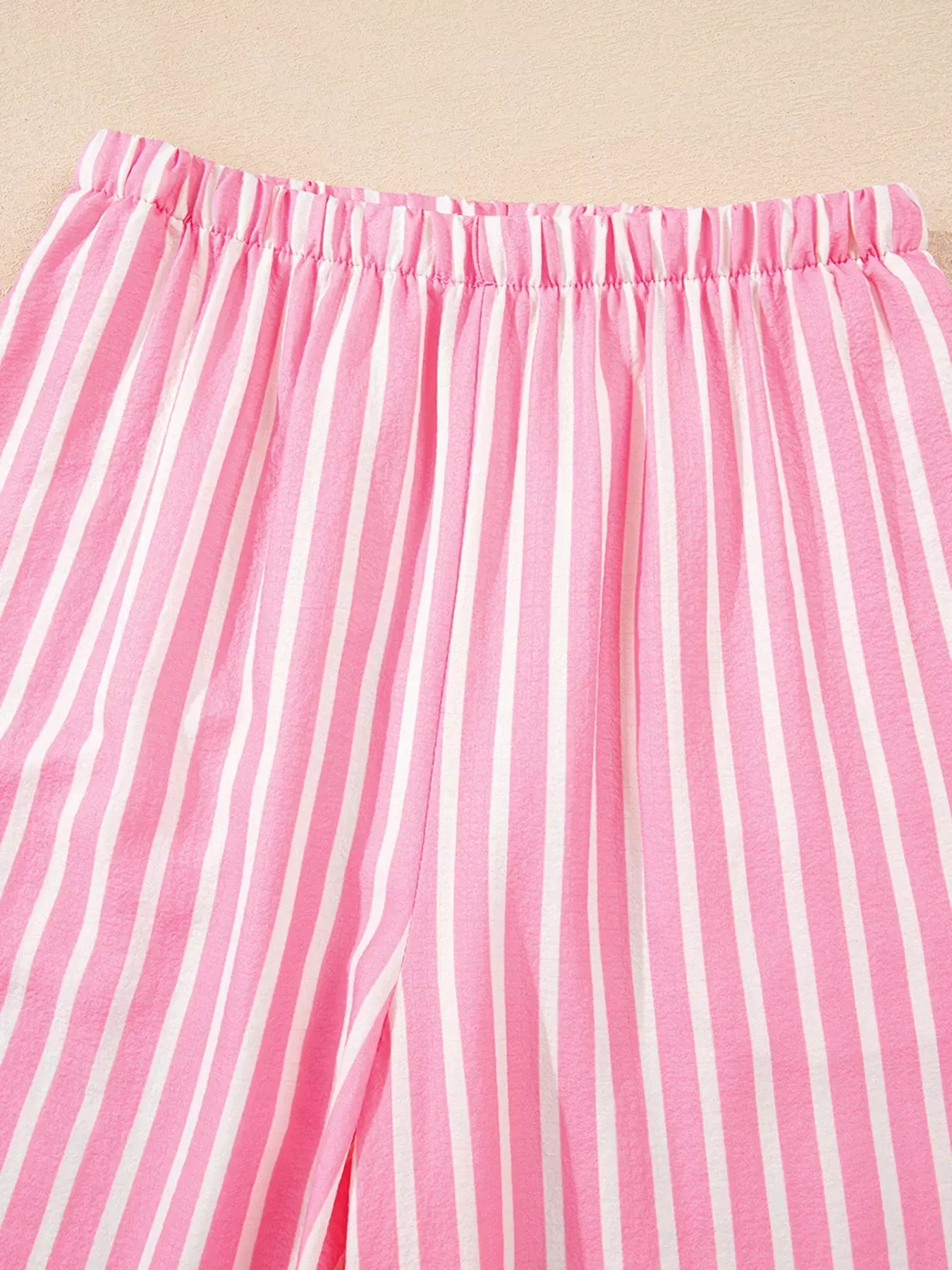 Fashorio Stripe Buttoned Front Long Sleeve Top and Pants 2 Piece Sleepwear