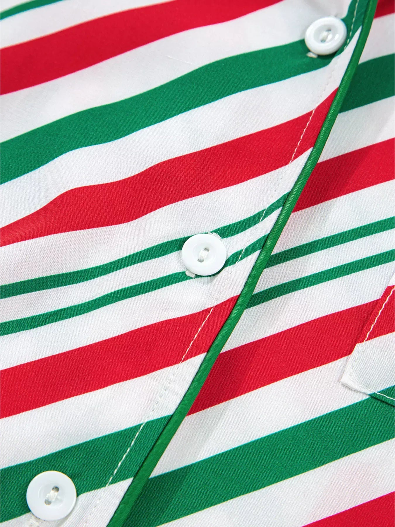 Fashorio Stripe Contrast Velvet Ribbon Knot Christmas 2pcs Pajama Set