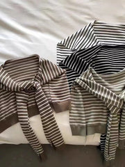 Fashorio Striped Contrast Knit Wrap