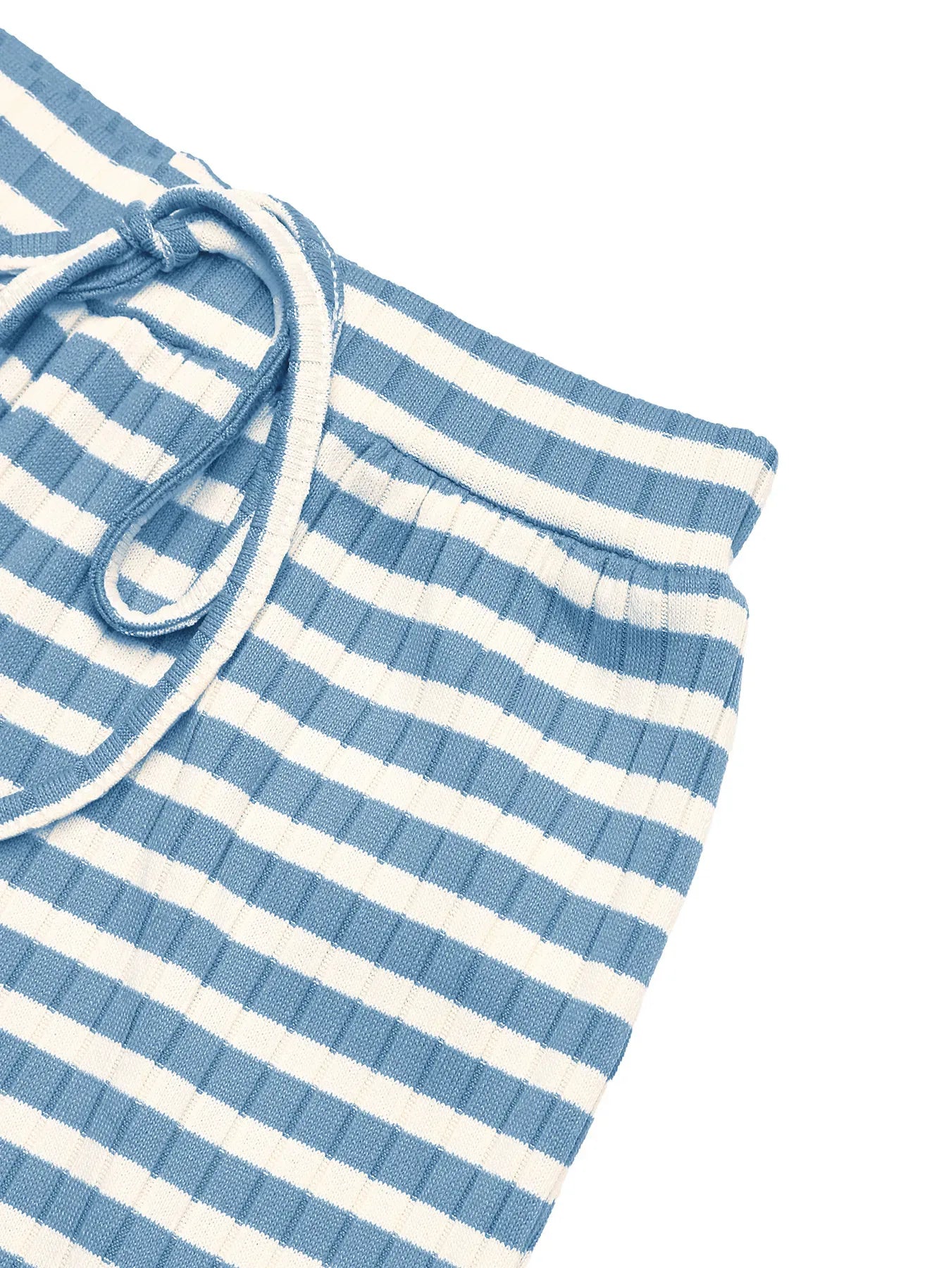 Fashorio Striped Square Neck Long Sleeve Top and Pants Lounge Set