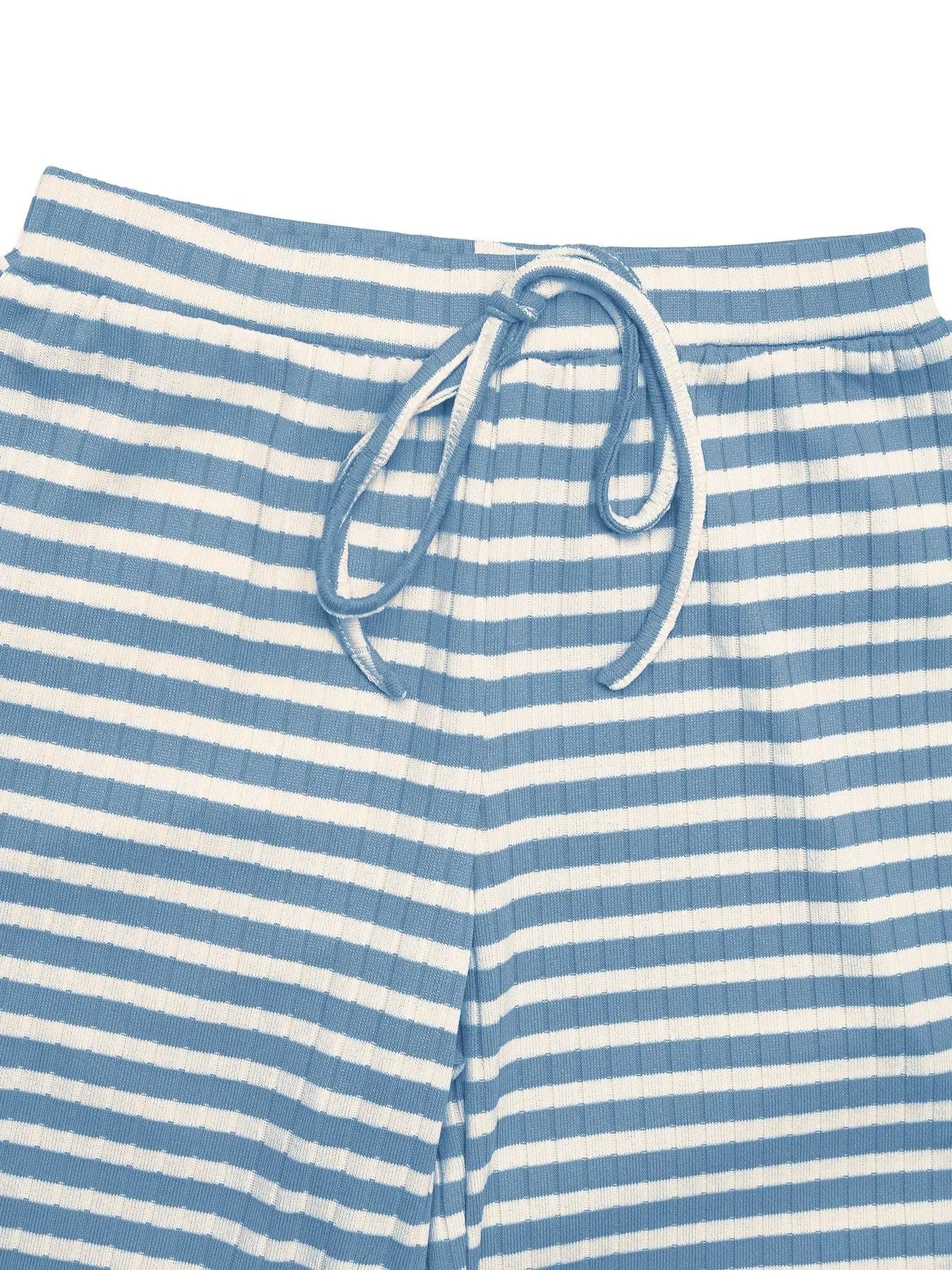 Fashorio Striped Square Neck Long Sleeve Top and Pants Lounge Set