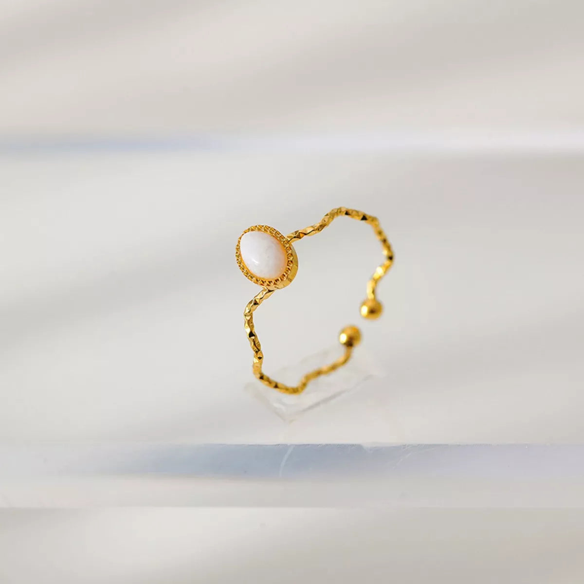 Fashorio Style A / One Size 18K Gold-Plated Wave Open Ring