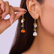 Fashorio Style A / onesize Halloween Asymmetrical Pumpkin Ghost Earrings