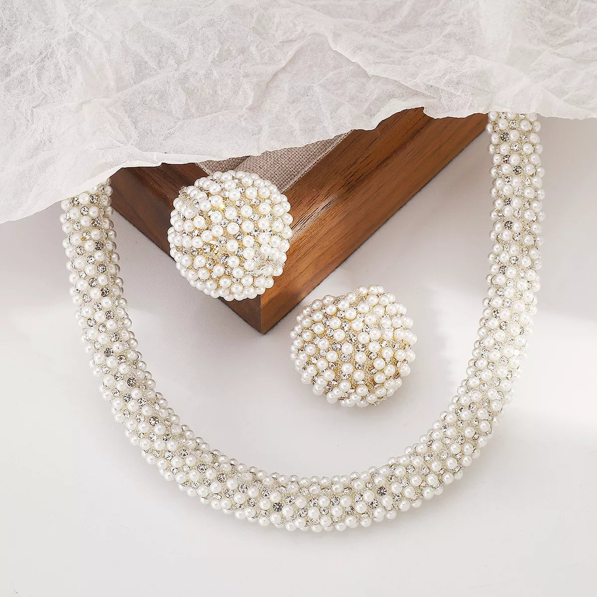 Fashorio Style A / onesize Pearl Embellished Earrings and Necklace Jewelry Set