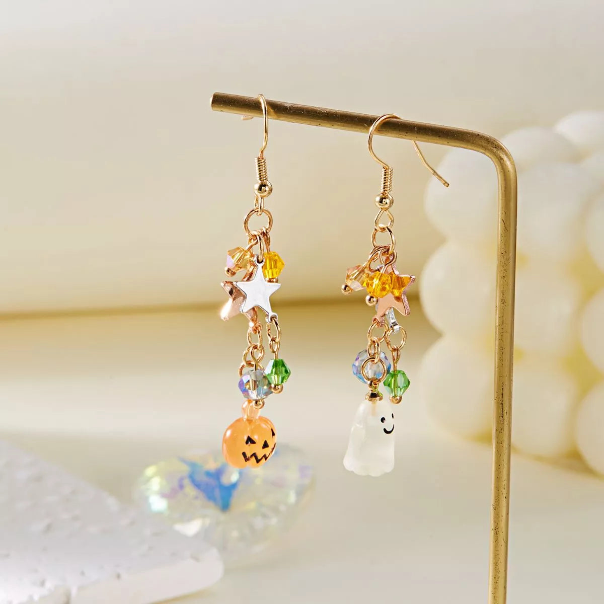 Fashorio Style B / onesize Halloween Asymmetrical Pumpkin Ghost Earrings