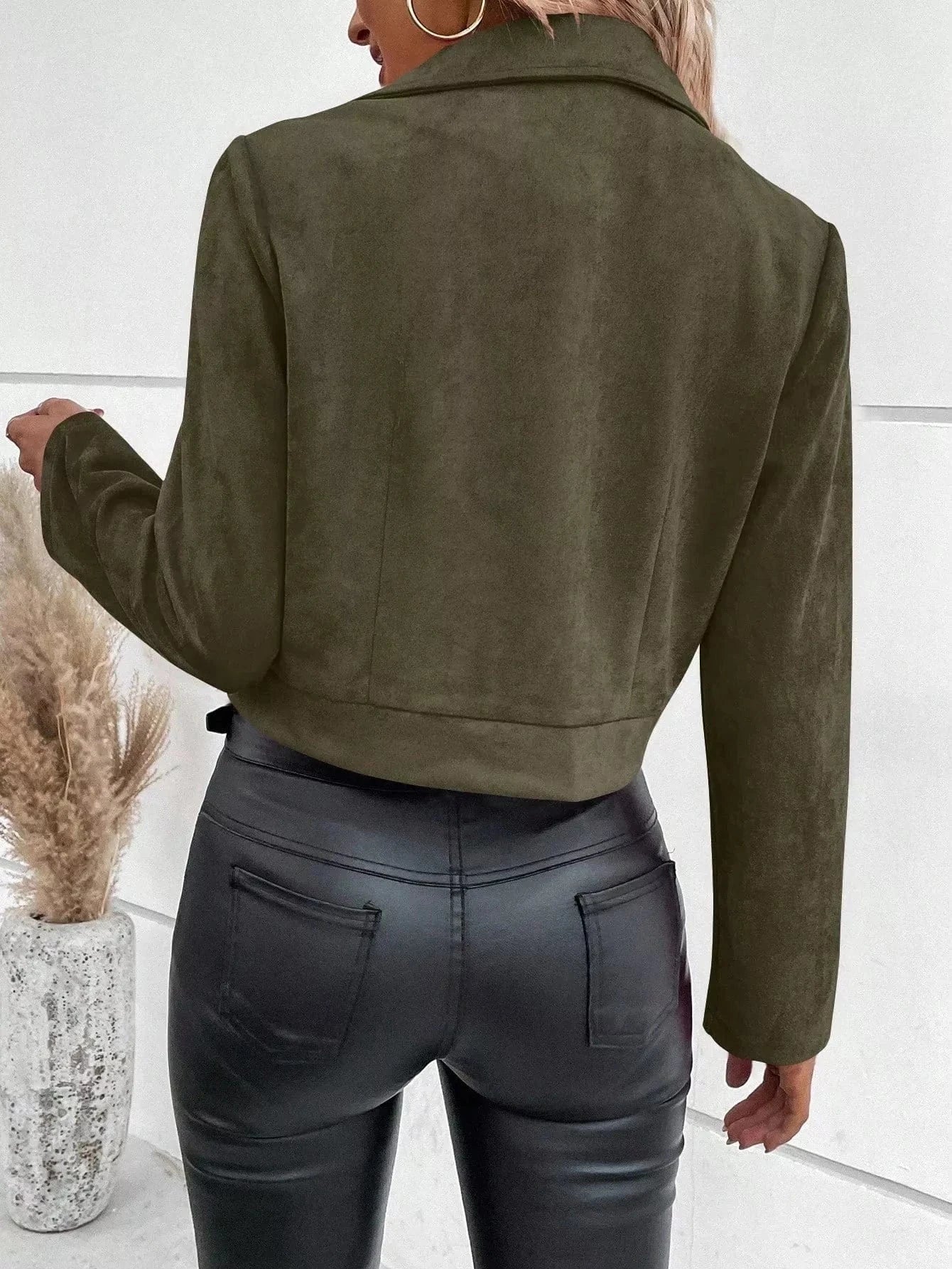 Fashorio Suede Moto Jacket with Zip Detail