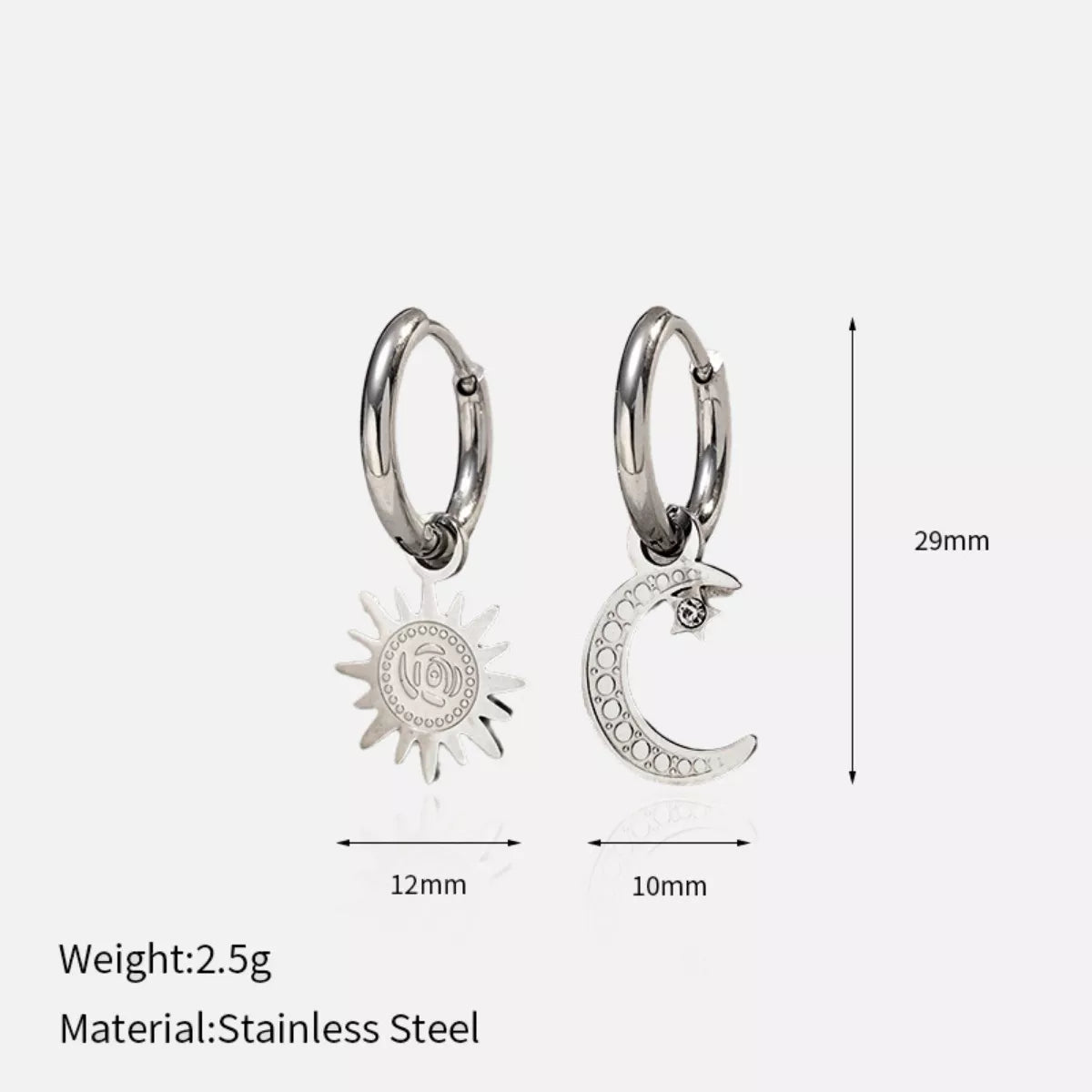Fashorio Sun and Moon Dangle Hoop Earrings
