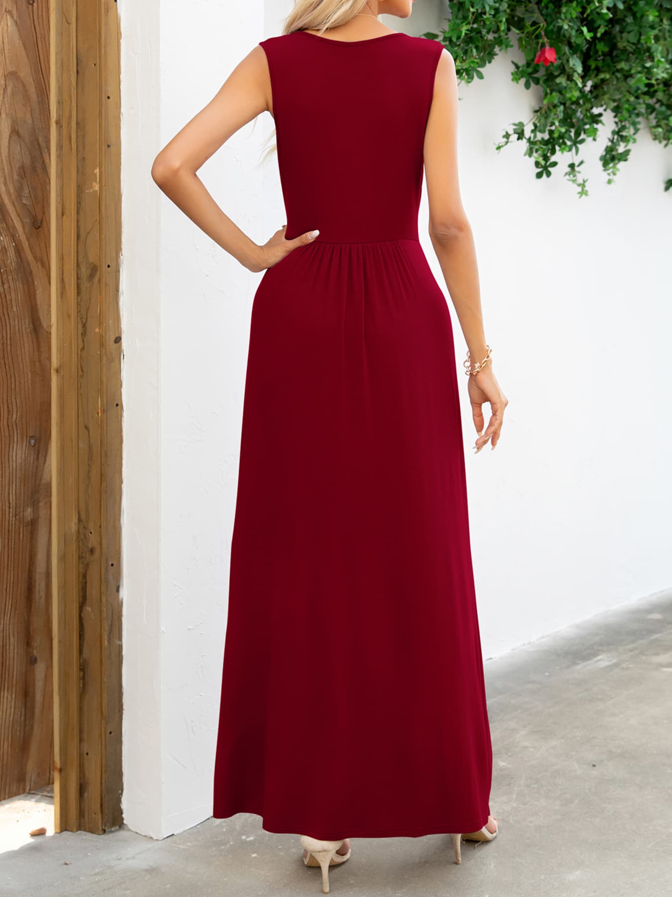 Fashorio Surplice Neck Sleeveless Maxi Dress