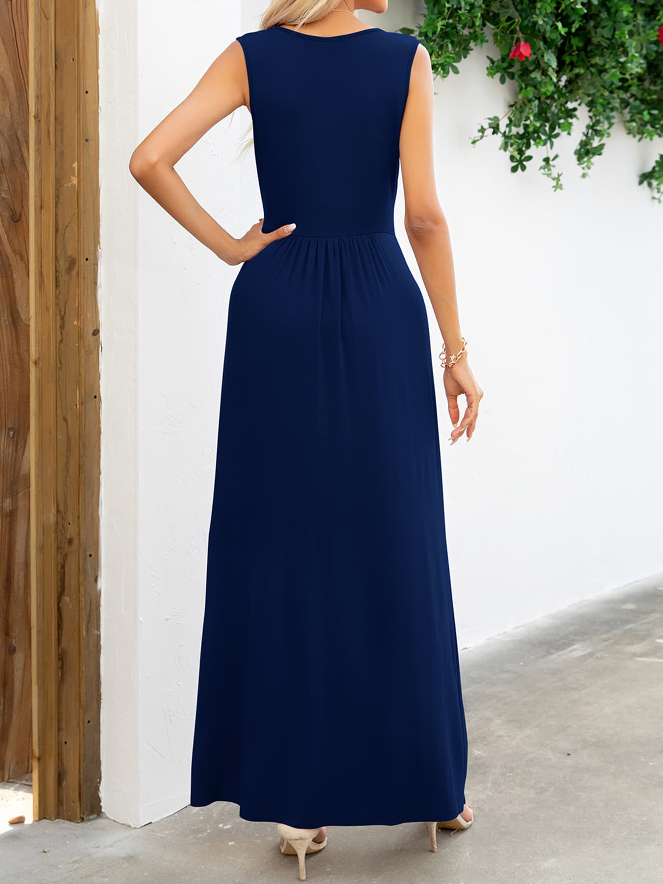 Fashorio Surplice Neck Sleeveless Maxi Dress
