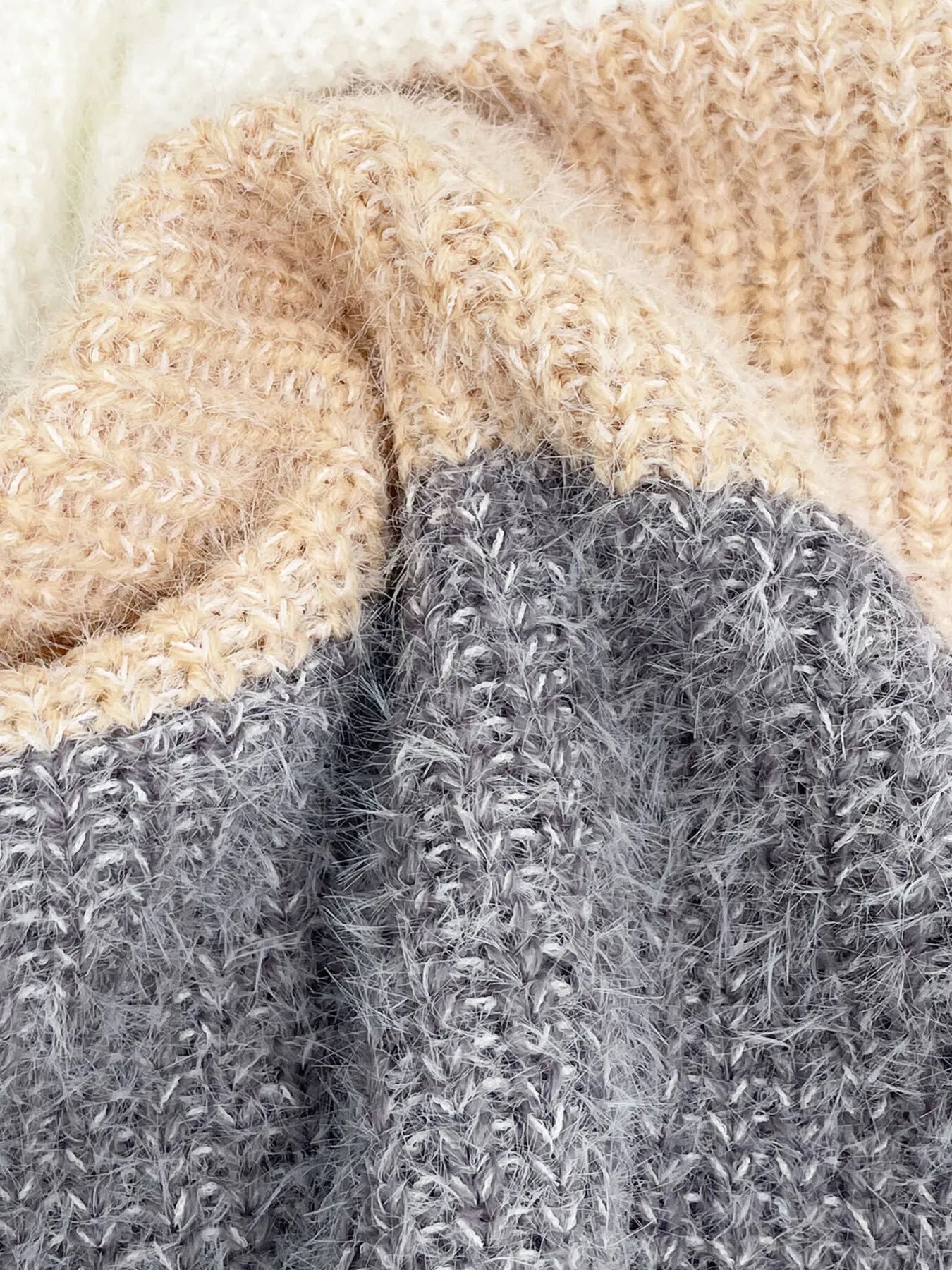 Fashorio Sweater Dresses Color Block Long Sleeve Sweater Dress