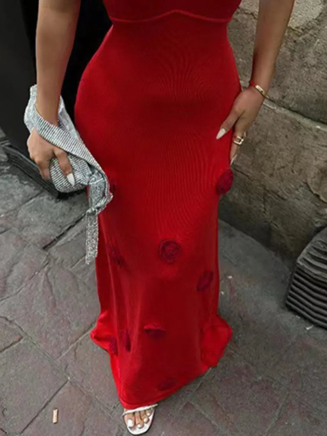 Fashorio Sweater Dresses Flower Maxi Sweater Cami Dress