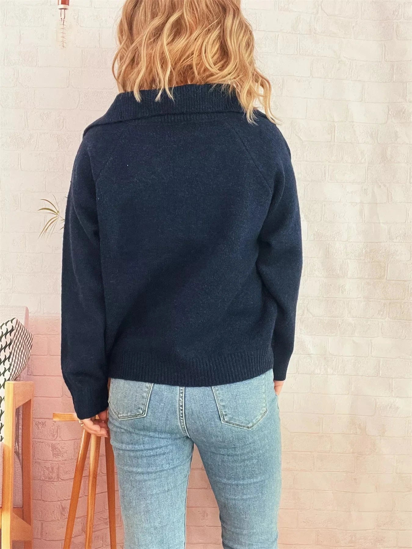 Fashorio Sweater Dresses Ribbed Hem Raglan Sleeve Sweater