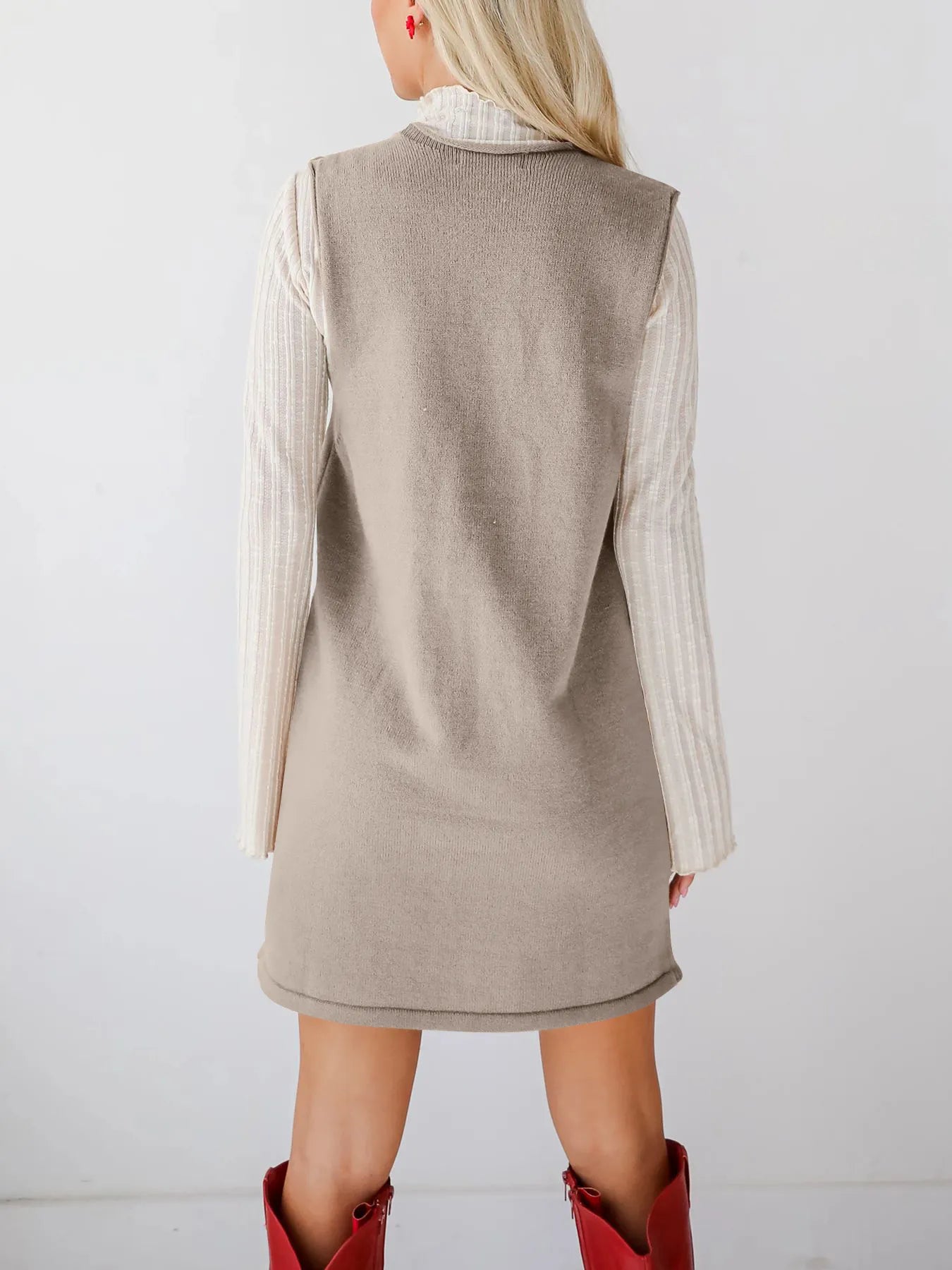 Fashorio Sweater Dresses Sleeveless Knit Dress with Pockets