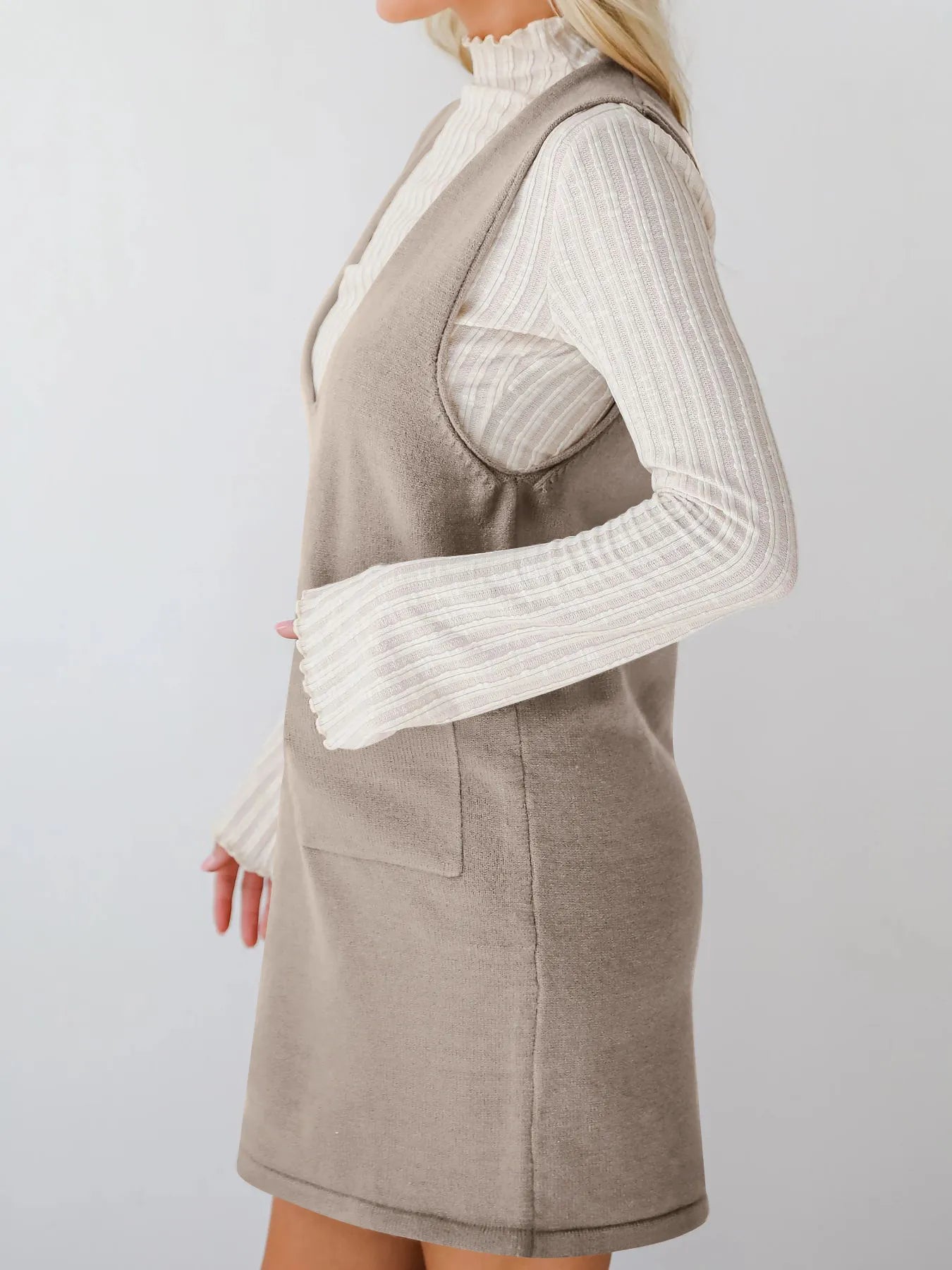 Fashorio Sweater Dresses Sleeveless Knit Dress with Pockets