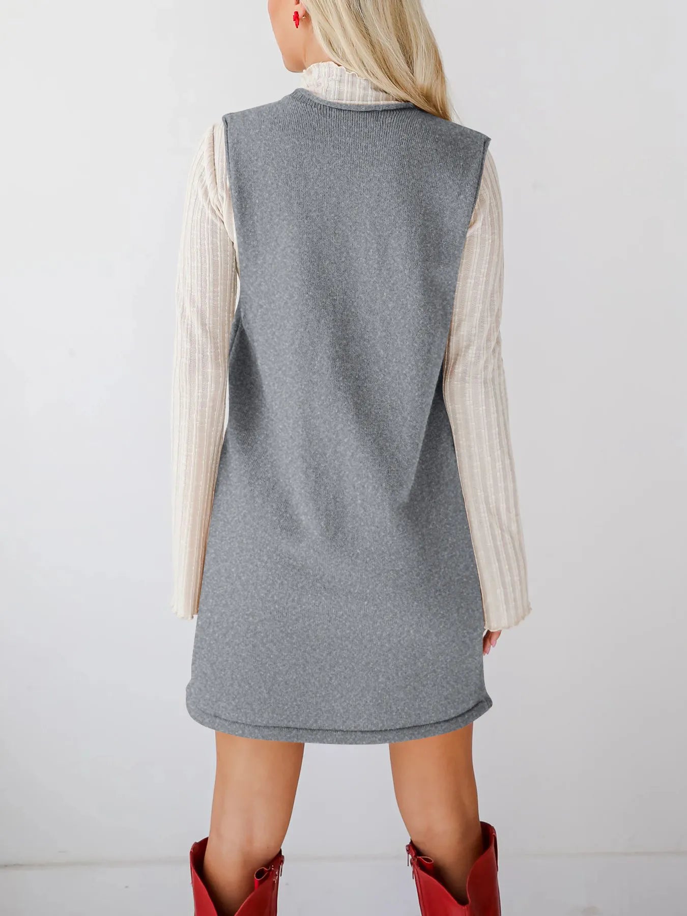 Fashorio Sweater Dresses Sleeveless Knit Dress with Pockets