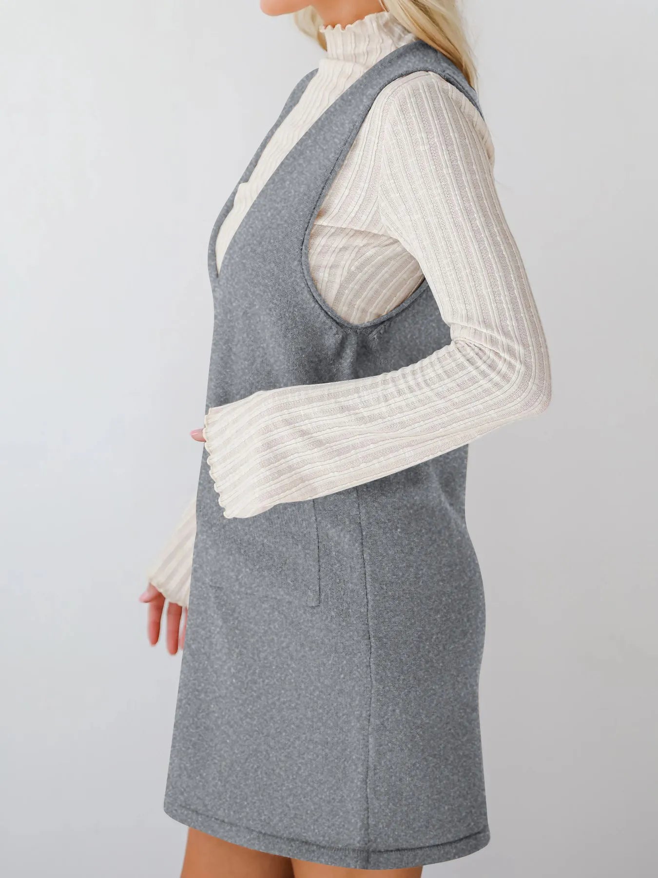 Fashorio Sweater Dresses Sleeveless Knit Dress with Pockets