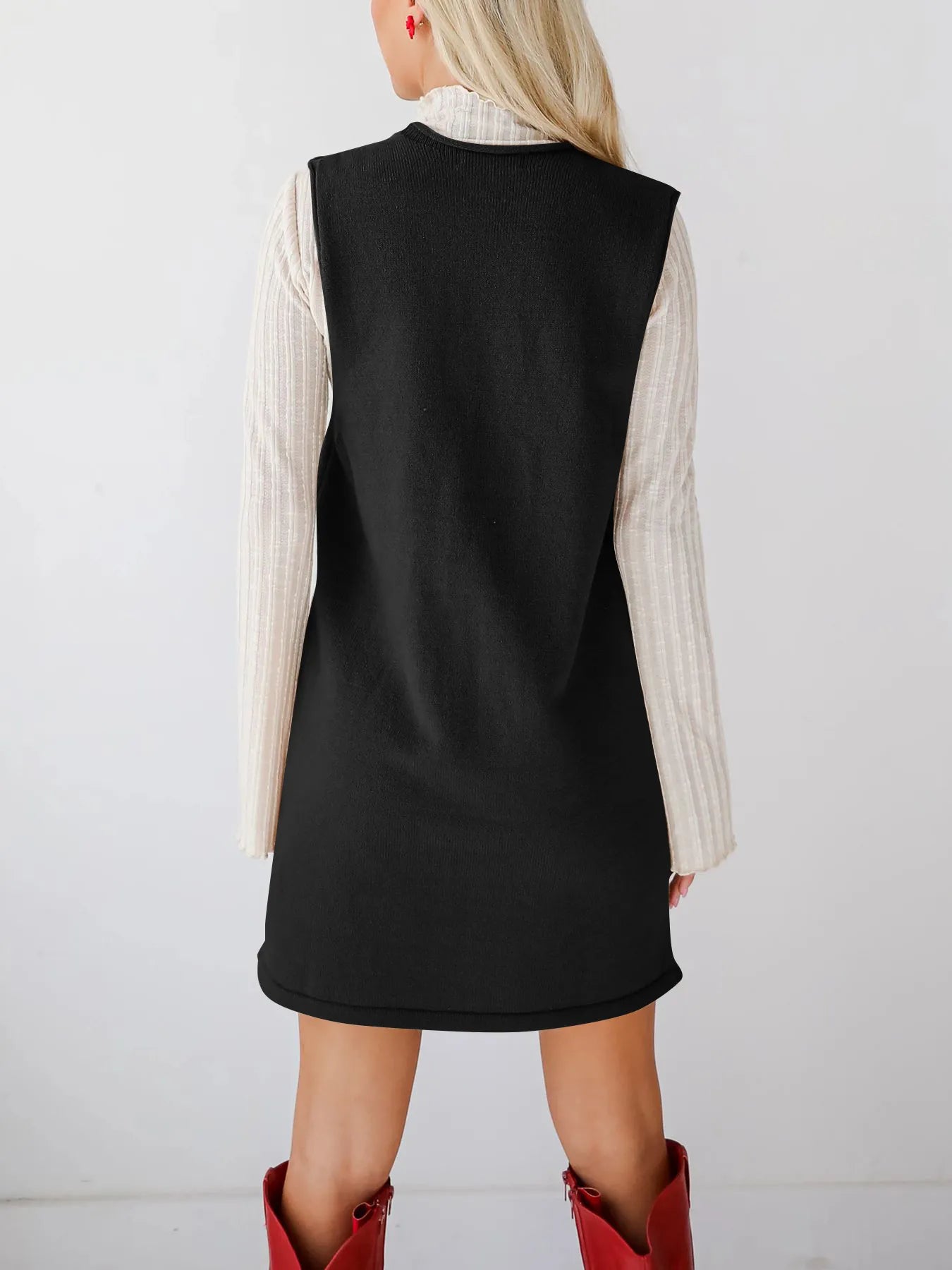 Fashorio Sweater Dresses Sleeveless Knit Dress with Pockets