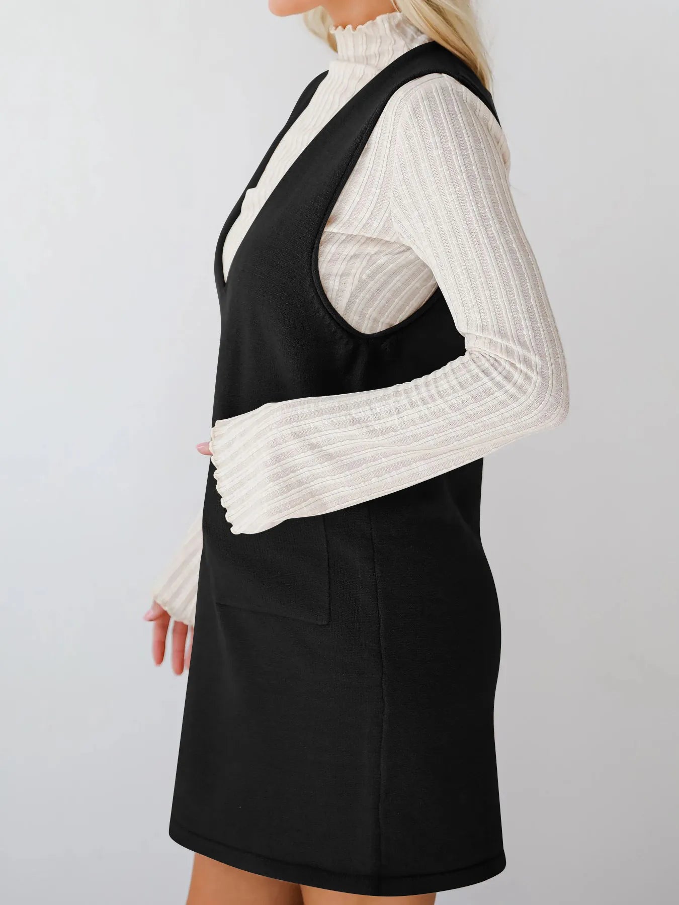 Fashorio Sweater Dresses Sleeveless Knit Dress with Pockets