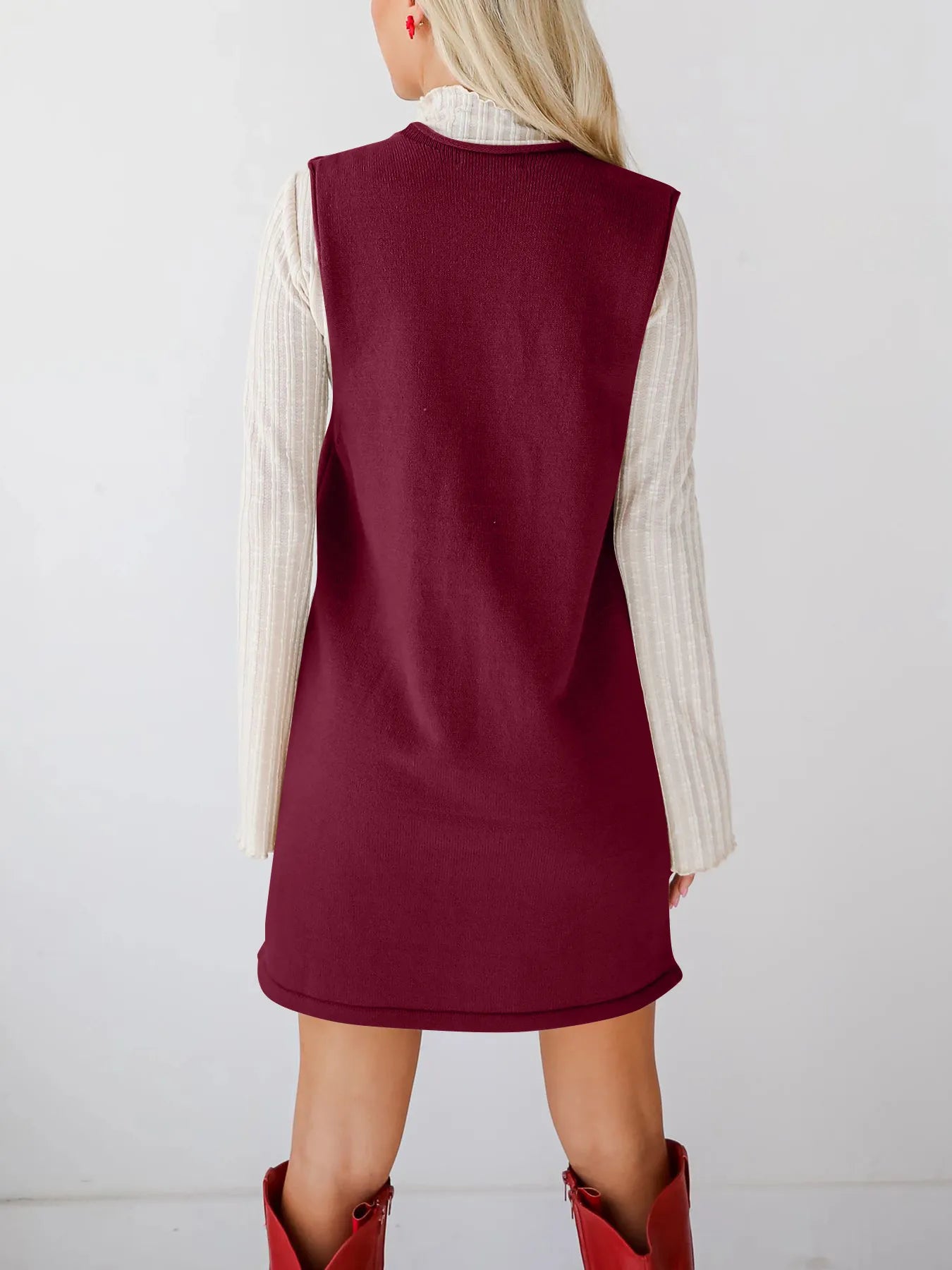 Fashorio Sweater Dresses Sleeveless Knit Dress with Pockets