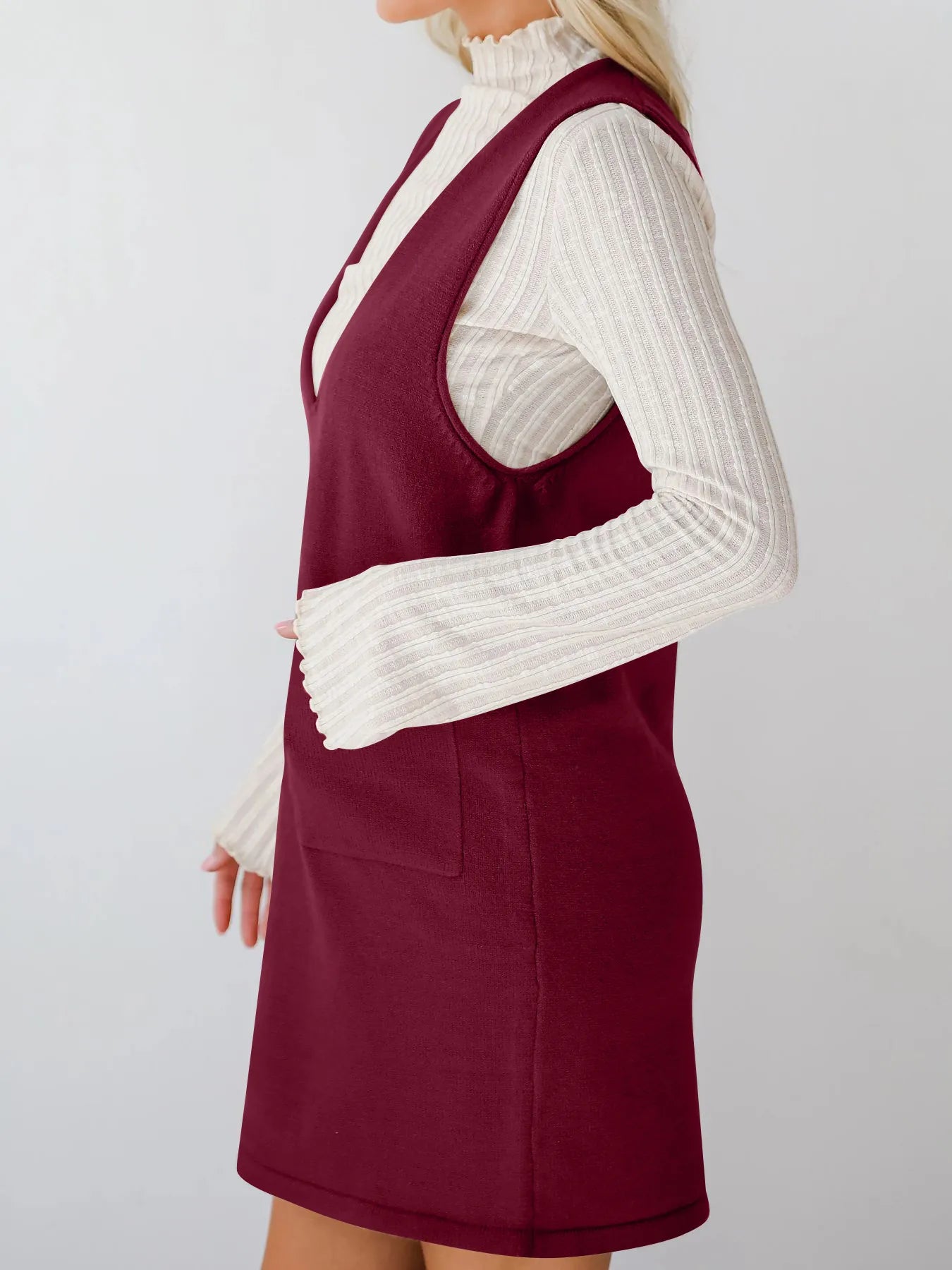Fashorio Sweater Dresses Sleeveless Knit Dress with Pockets