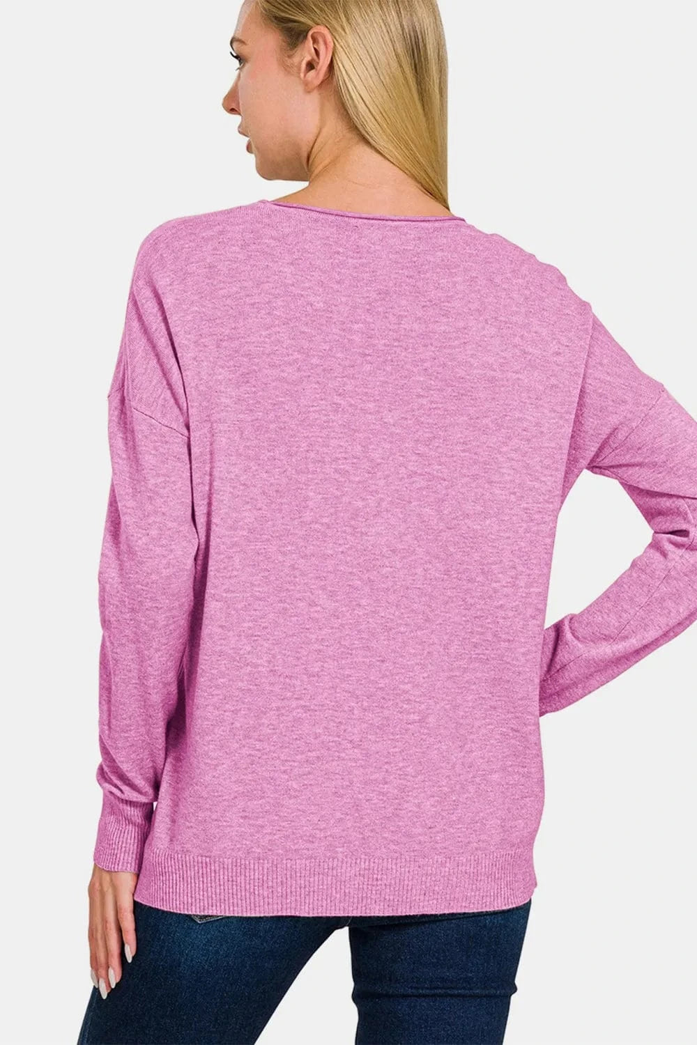 Zenana Front Seam Round Neck Sweater - Fashorio