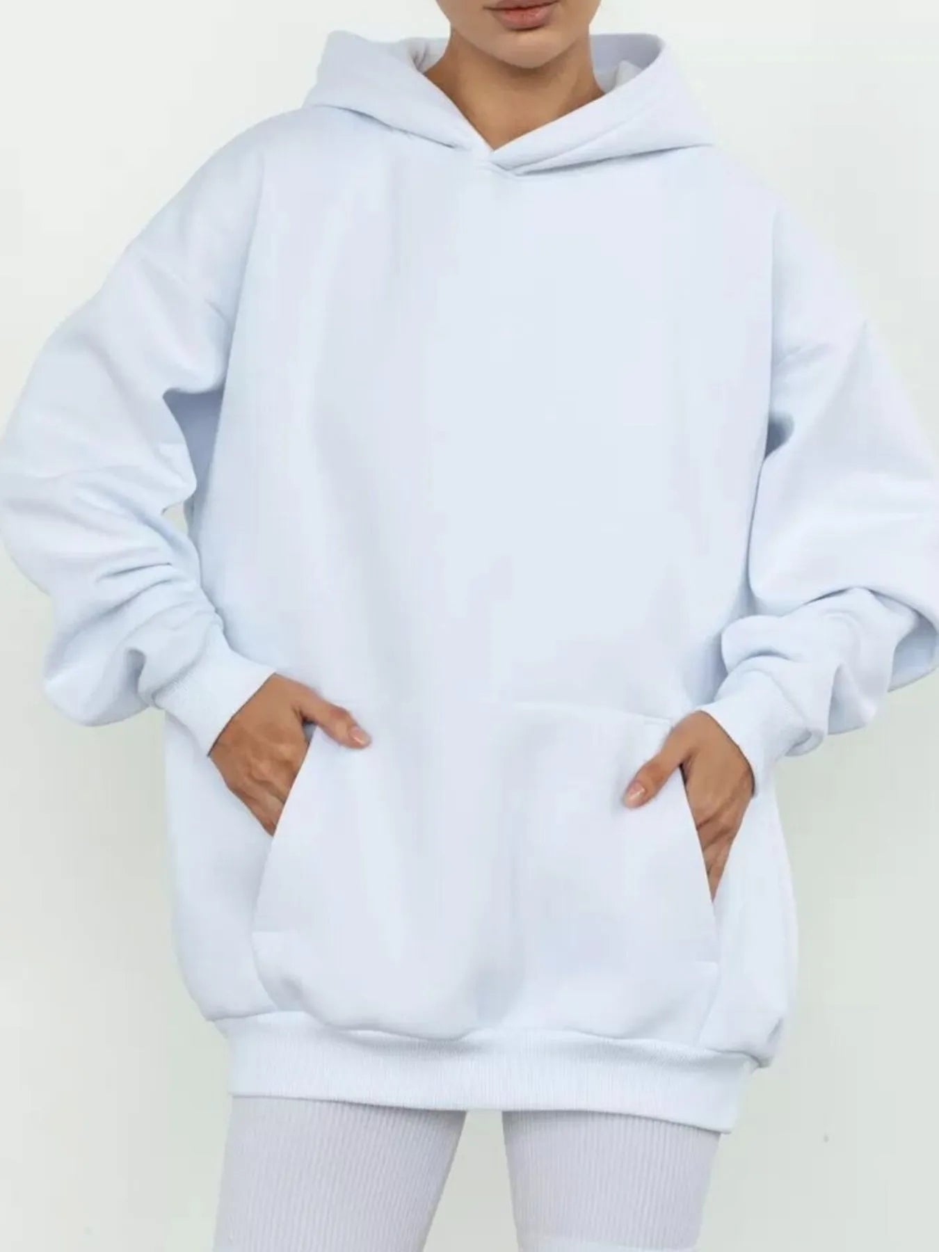 Fashorio Sweatshirts & Hoodies White / S Kangaroo Pocket Long Sleeve Hoodie