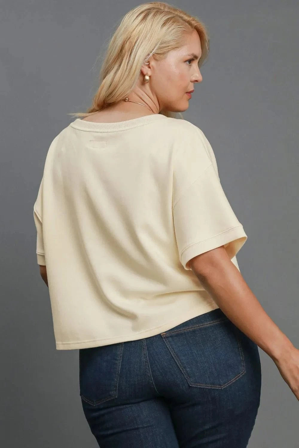 Umgee Full Size Lightweight Cropped Sweatshirt Plus Size - Fashorio