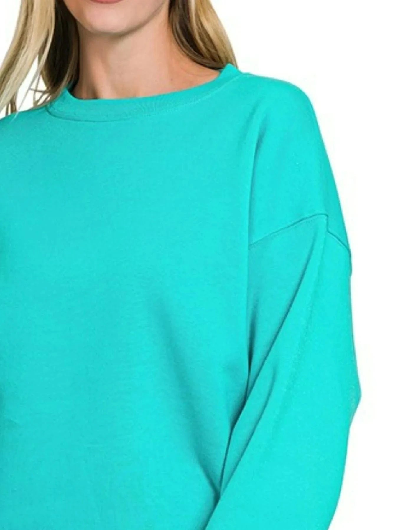 Zenana Fleece Crewneck Long Sleeve Sweatshirt - Fashorio
