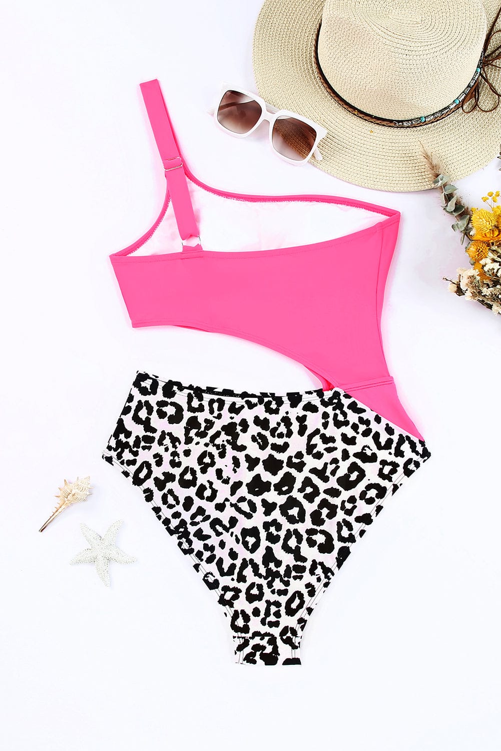 Fashorio Swimwear Leopard Cutout One-Shoulder One-Piece Swimsuit