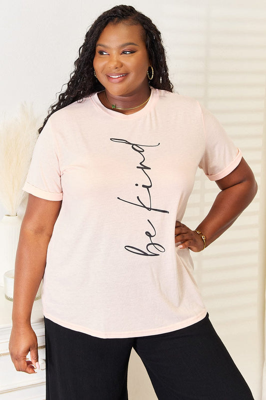 Simply Love BE KIND Graphic Round Neck T-Shirt Watermelon pink - Fashorio