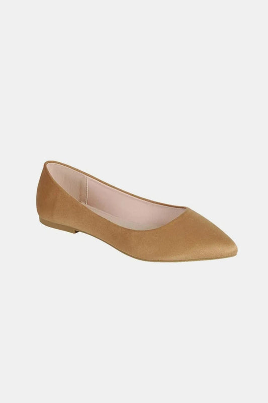 Forever Link Pointy Toe Slip On Flat Loafers Tan - Fashorio
