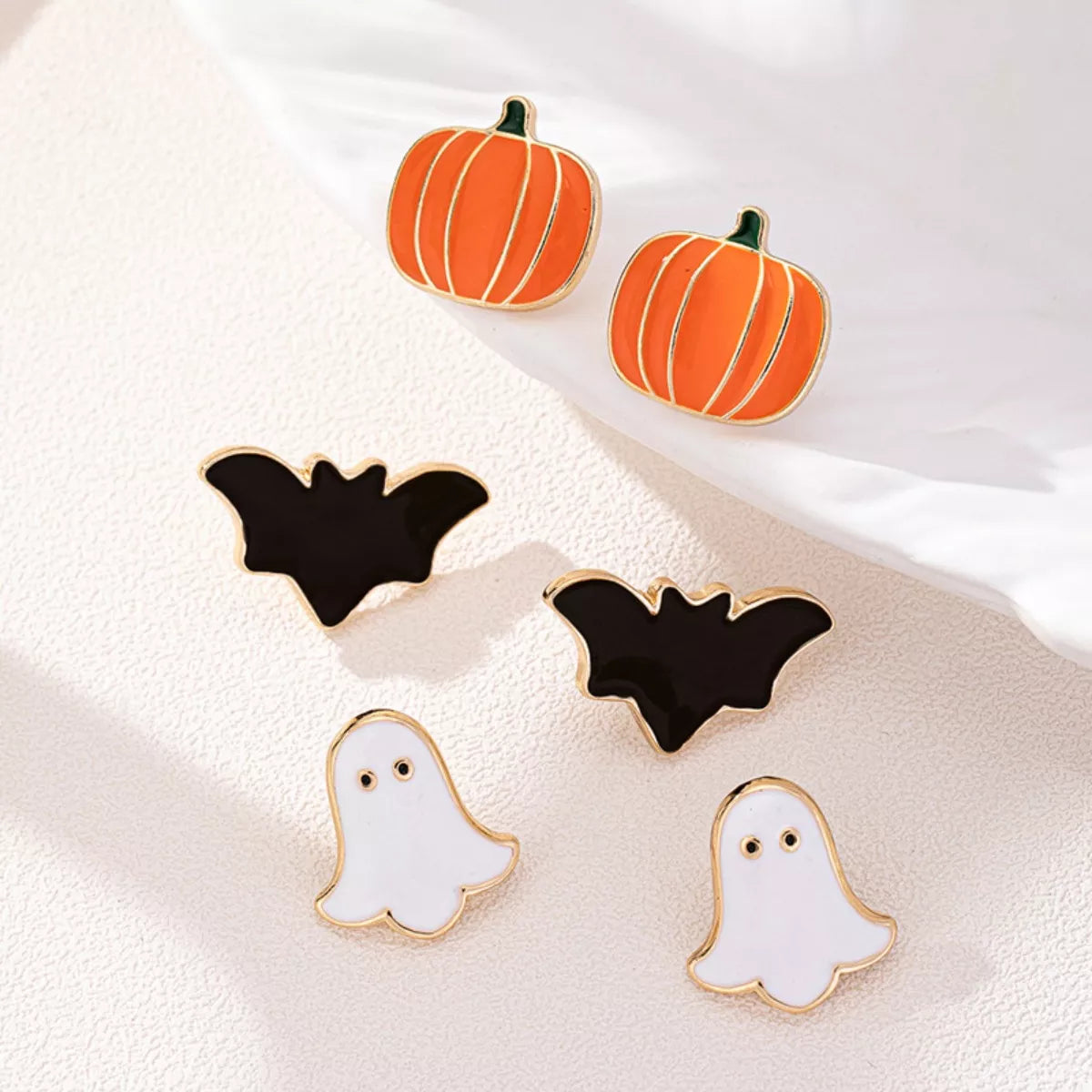 Fashorio Tangerine / One Size 3-Pair Halloween Stud Earrings