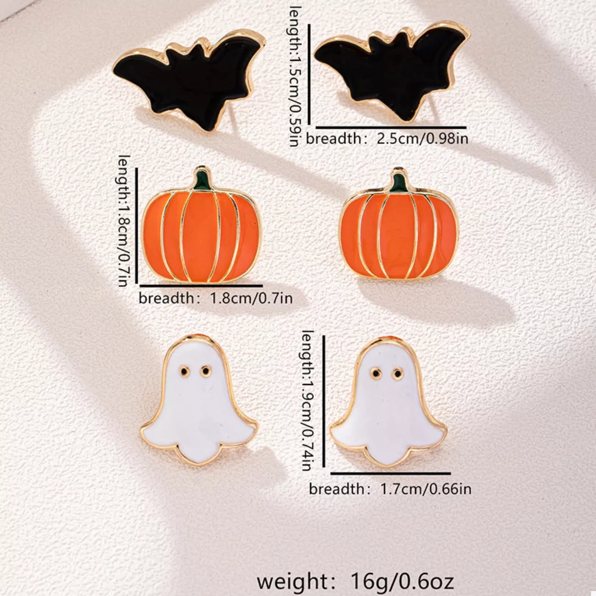 Fashorio Tangerine / One Size 3-Pair Halloween Stud Earrings