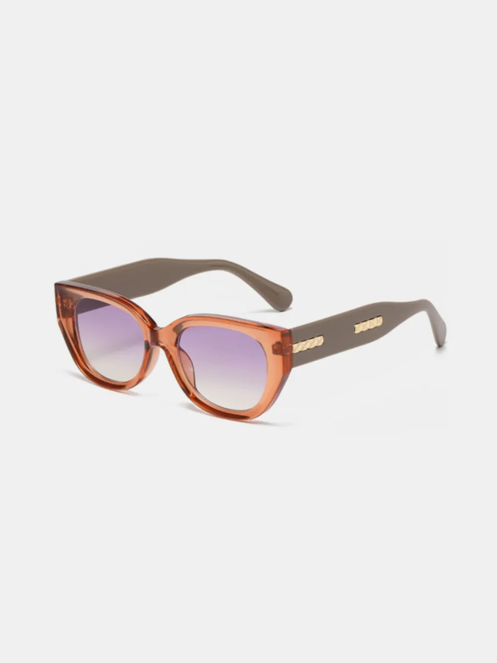 Fashorio Taupe / One Size Cat Eye Polycarbonate Frame Sunglasses