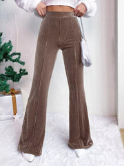 Fashorio Taupe / S Corduroy High Waist Flare Pants