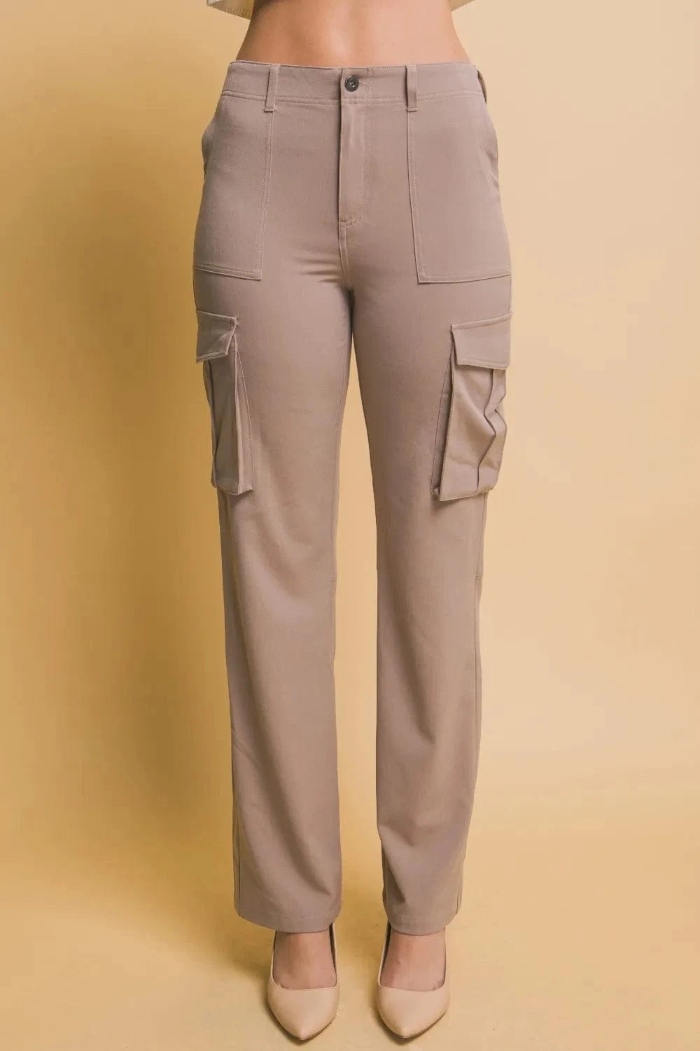 Fashorio Taupe / S Love Tree High Rise Cargo Pants with Pockets