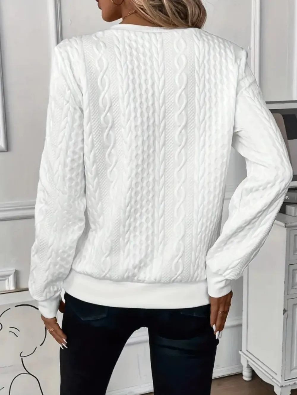 Fashorio Texture Half Zip Long Sleeve Sweatshirt