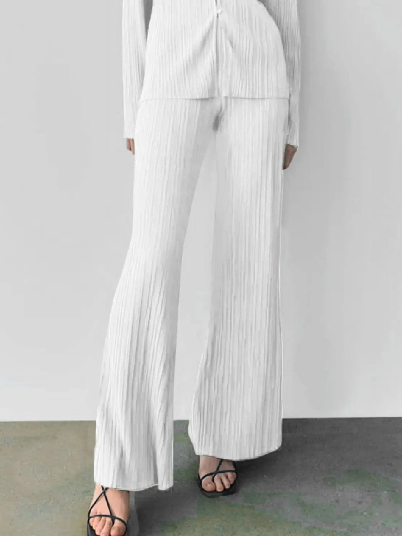 Fashorio Texture Long Sleeve Top and Pants Lounge Set