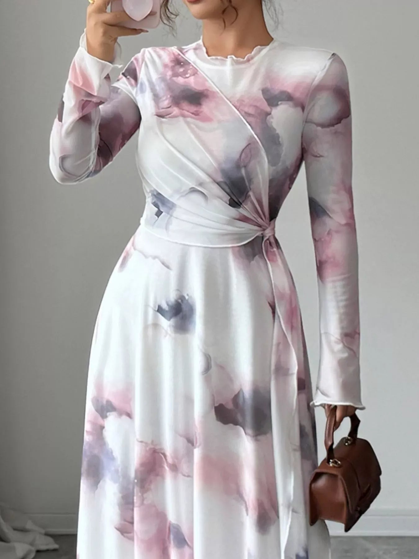 Fashorio Tie-Dye Long Sleeve Maxi Dress