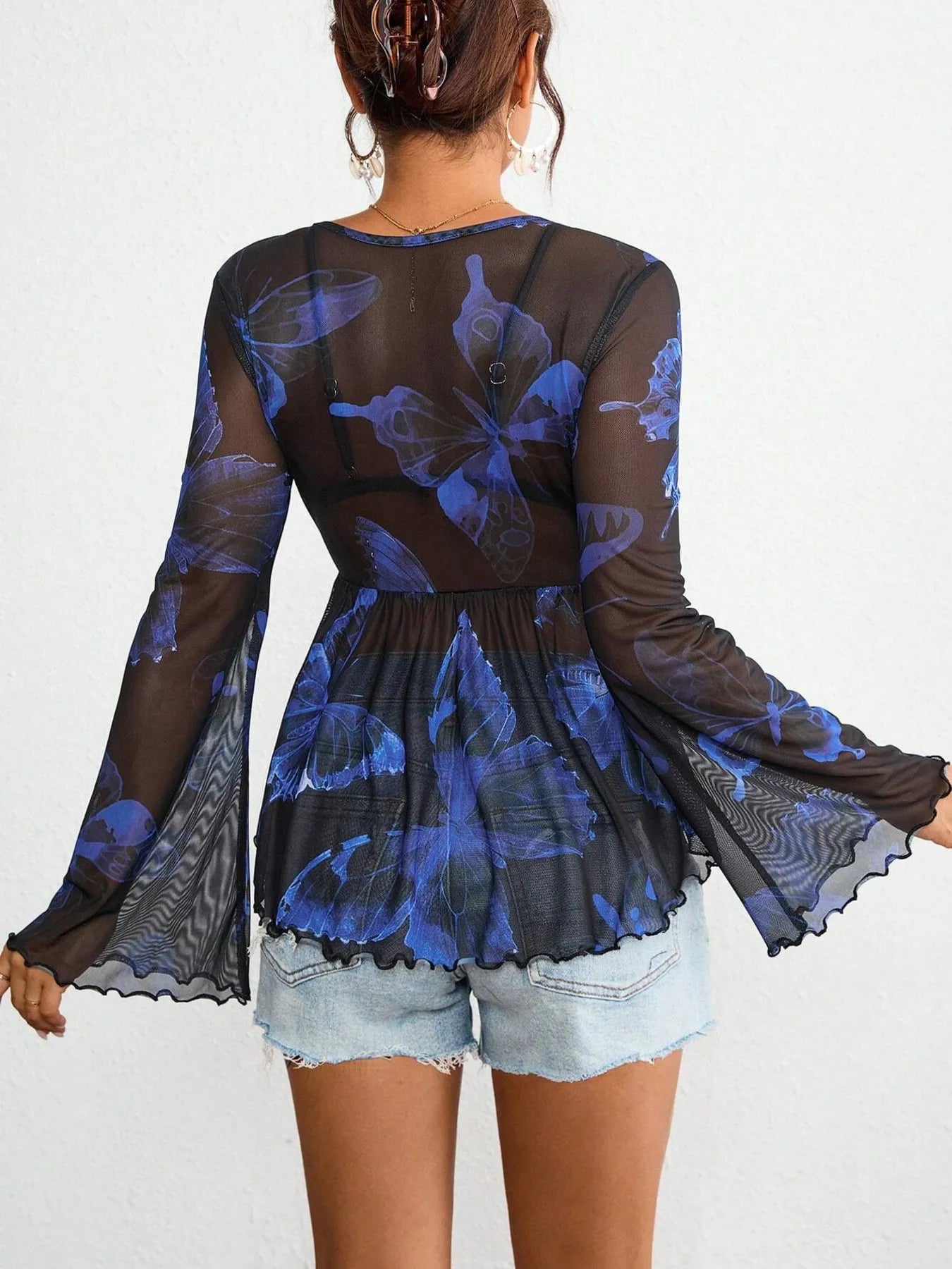 Fashorio Tie-Front Flare Sleeve Blouse