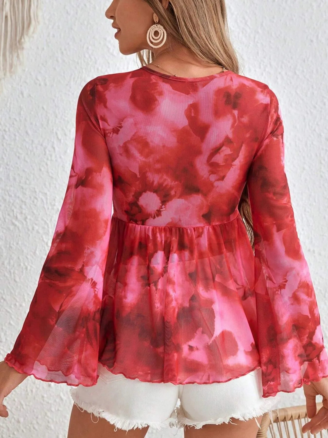 Fashorio Tie-Front Flare Sleeve Blouse