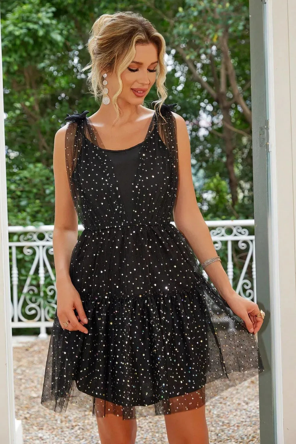 Fashorio Tied Scoop Neck Mini Cami Dress