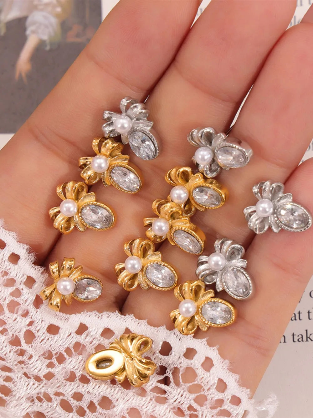 Fashorio Titanium Steel Bow Stud Earrings