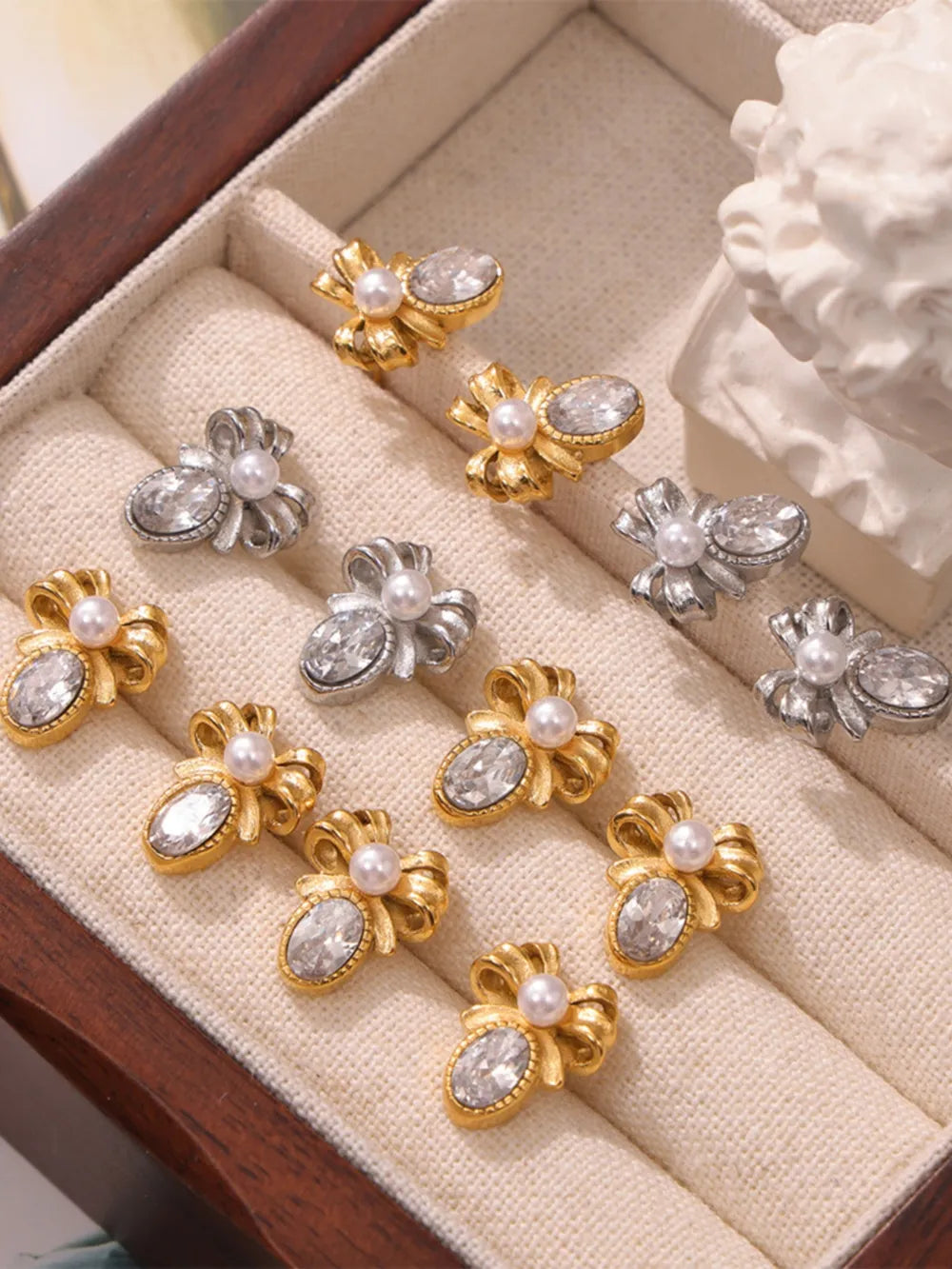 Fashorio Titanium Steel Bow Stud Earrings