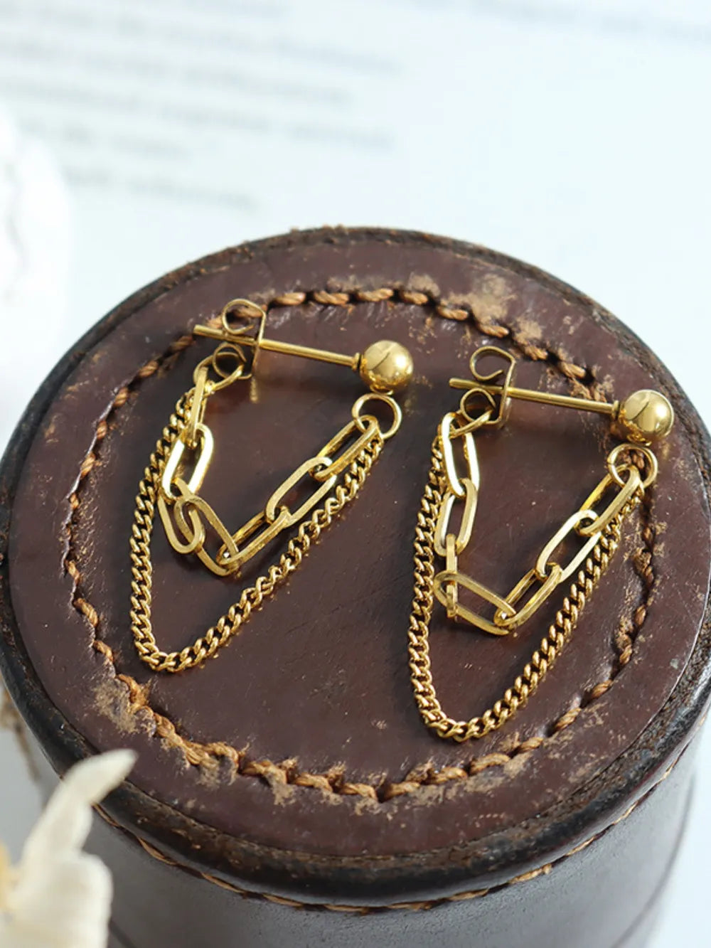 Fashorio Titanium Steel Double Chain Earrings