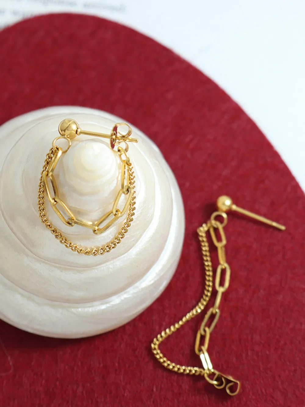 Fashorio Titanium Steel Double Chain Earrings