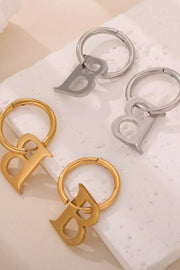 Fashorio Titanium Steel Letter Hoop Earrings